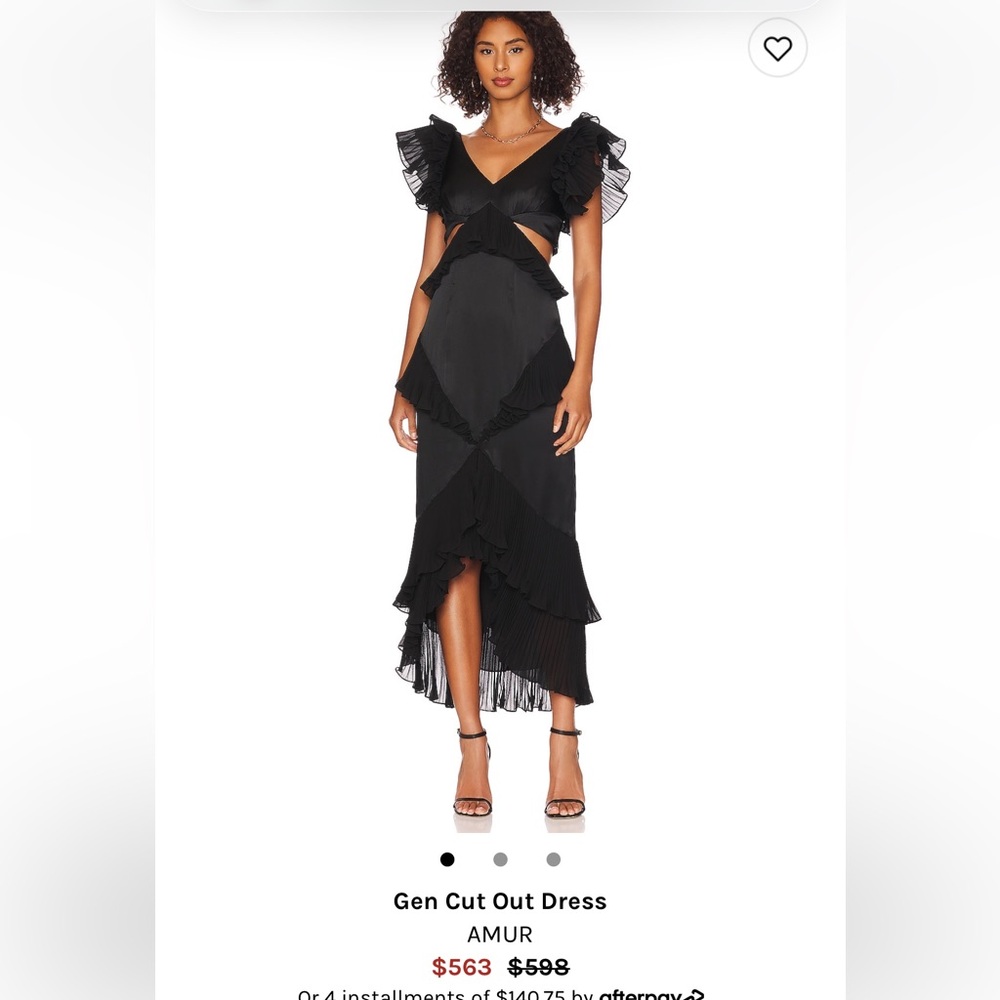 AMUR Black Asymmetrical Maxi Dress with Ruffled Tiers